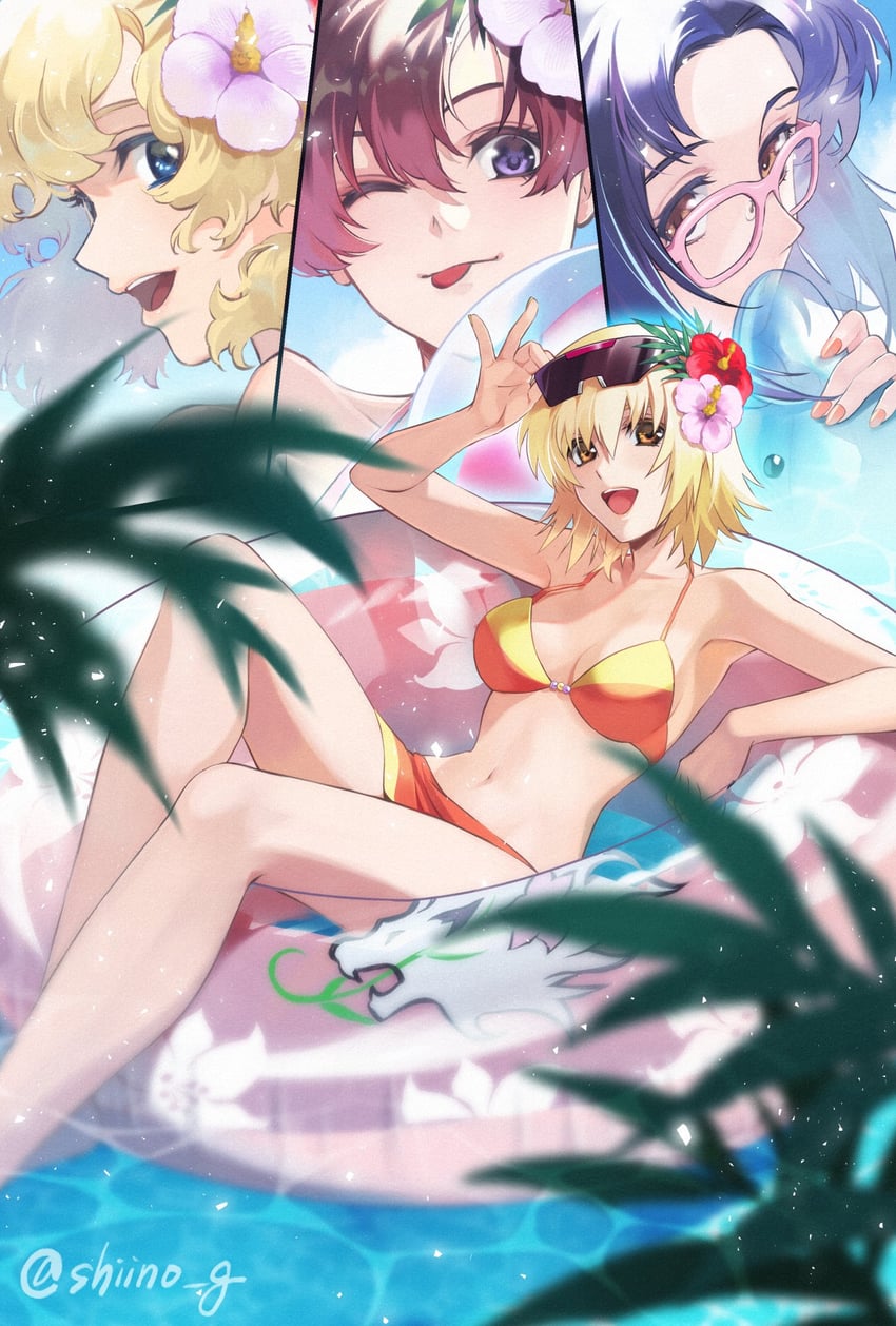 cagalli yula athha, mayura labatt, juri wu nien, and asagi caldwell (gundam and 1 more) drawn by 7sino