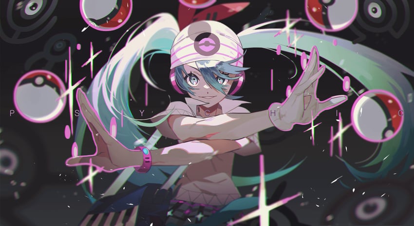hatsune miku, unown, psychic miku, unown c, and unown w (pokemon and 2 more) drawn by m1n0m1n