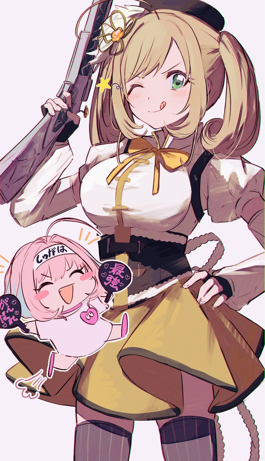 tomoe mami, yumemi riamu, and sato shin (idolmaster and 2 more) drawn by hamachamu