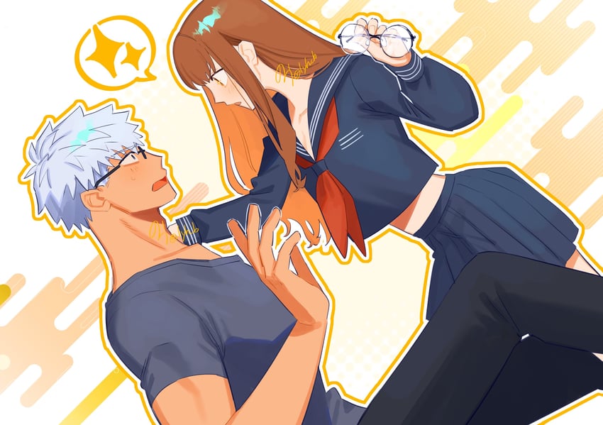archer and kishinami hakuno (fate and 2 more) drawn by nora_(lyh_b)