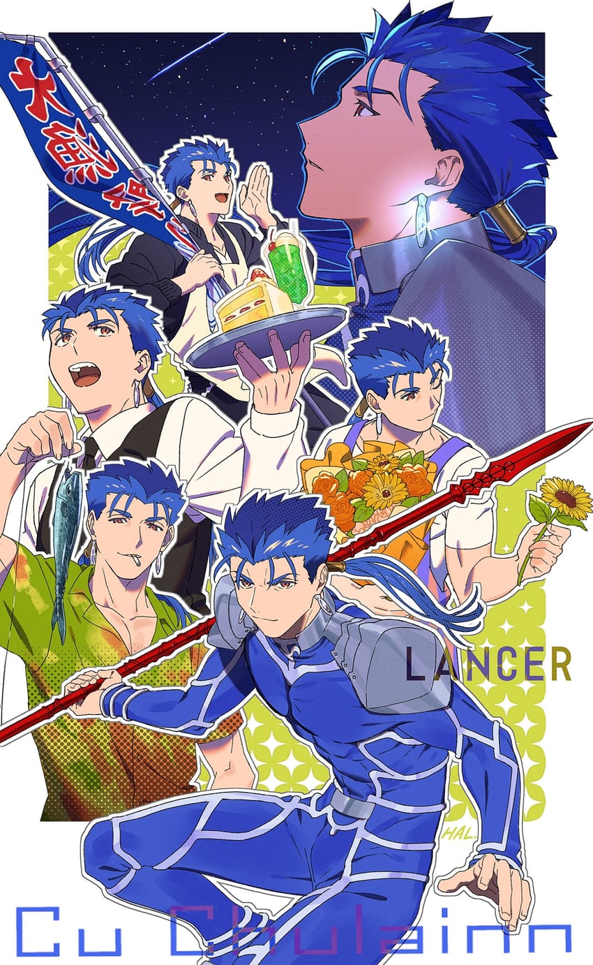 cu chulainn (fate and 5 more) drawn by hal_(haaaalhal)