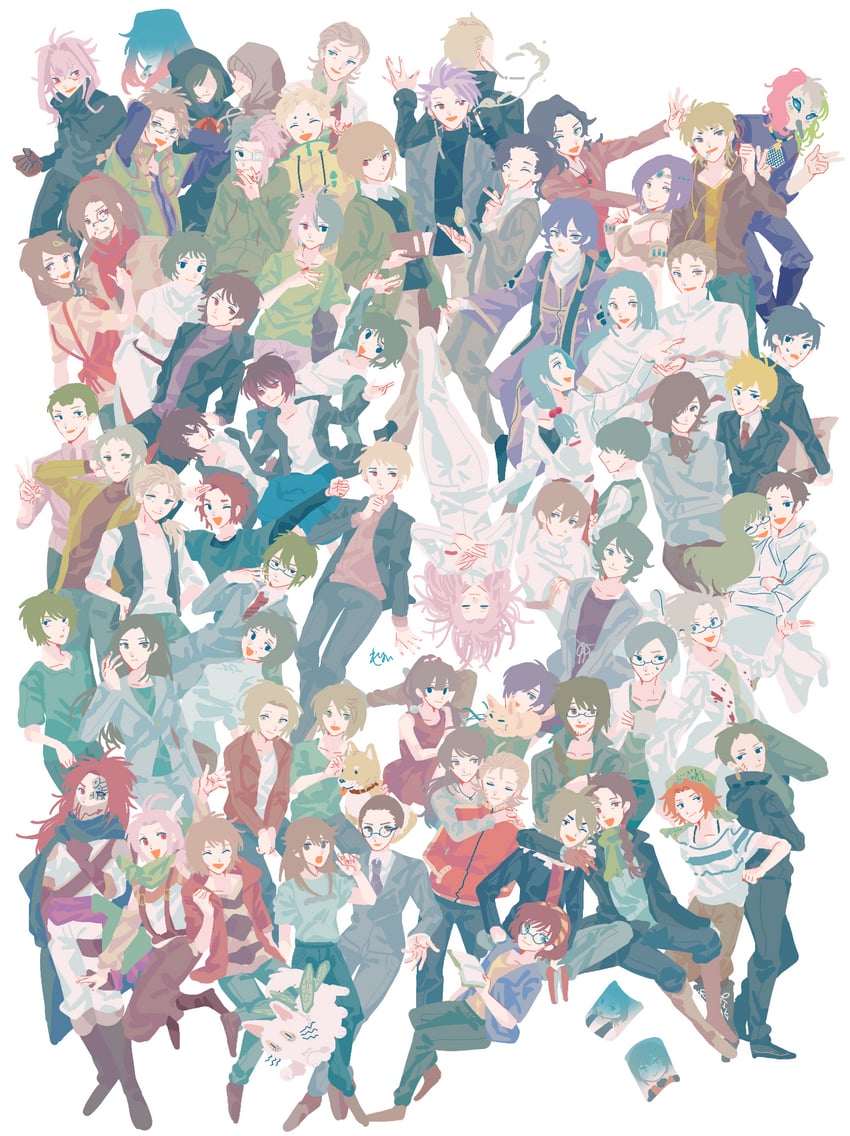 hatsutori hajime, utsugi noriyuki, atou haruki, harada minoru, isoi reiji, and 61 more (saibou shinkyoku) drawn by nazuremi