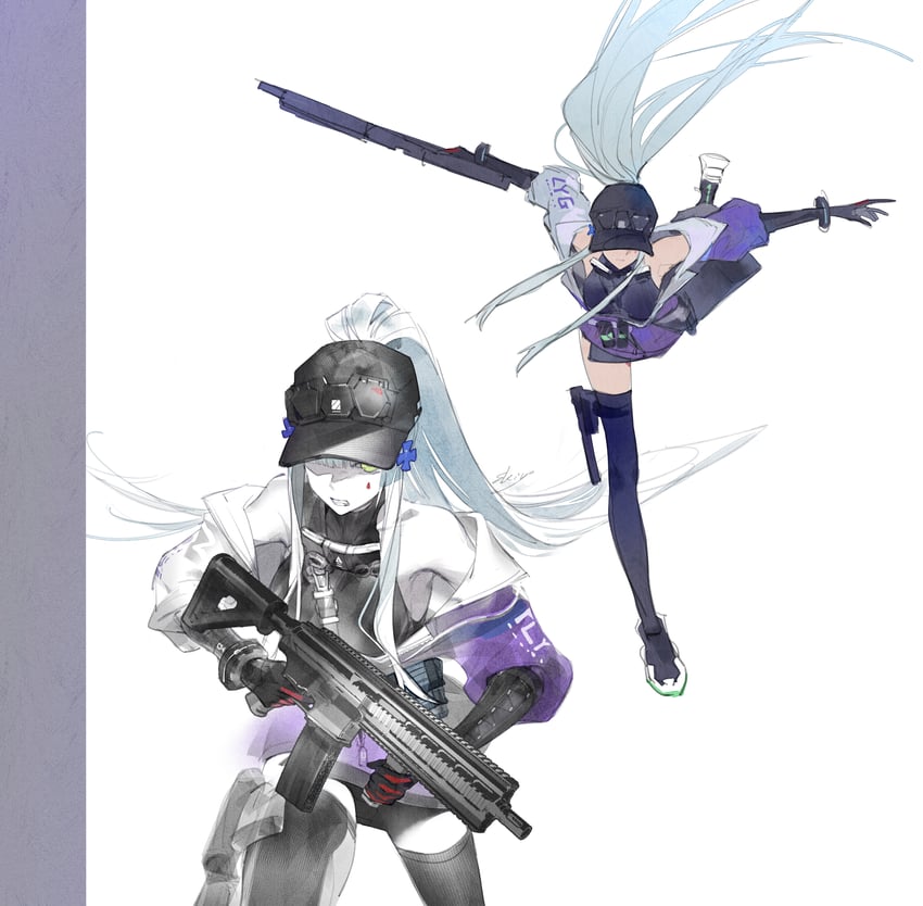 hk416 and klukai (girls' frontline and 1 more) drawn by kistina