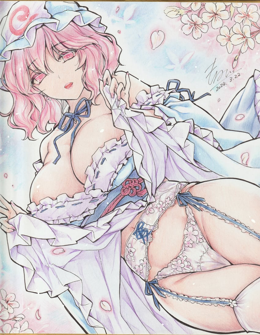 saigyouji yuyuko (touhou) drawn by monety
