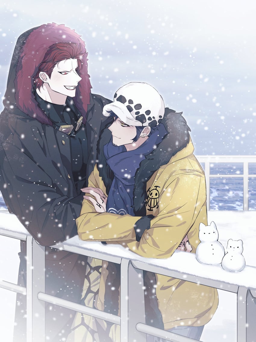 trafalgar law and eustass kid (one piece) drawn by op_chestnut