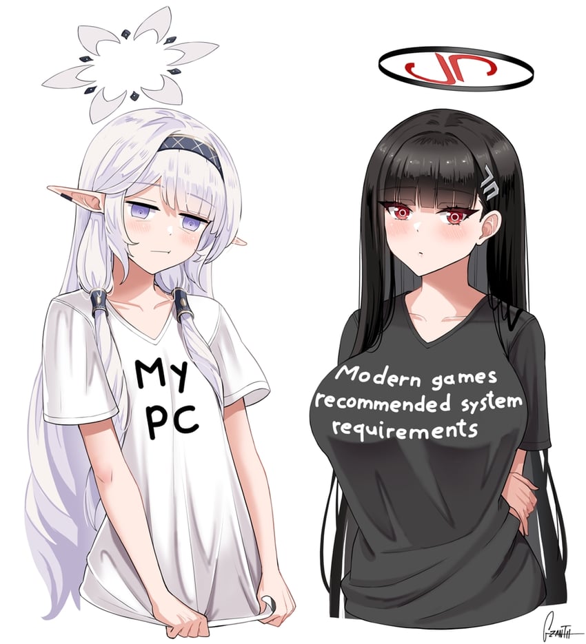 rio and himari (blue archive) drawn by gzanth