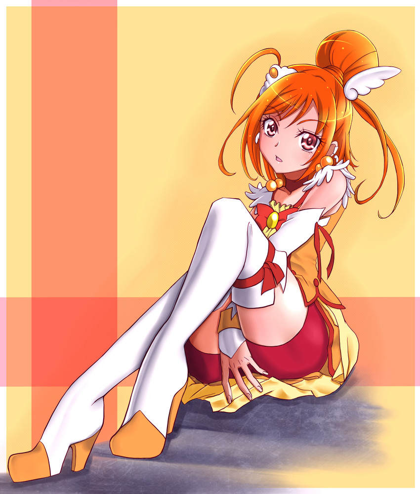 hino akane and cure sunny (precure and 1 more) drawn by amawa_kazuhiro