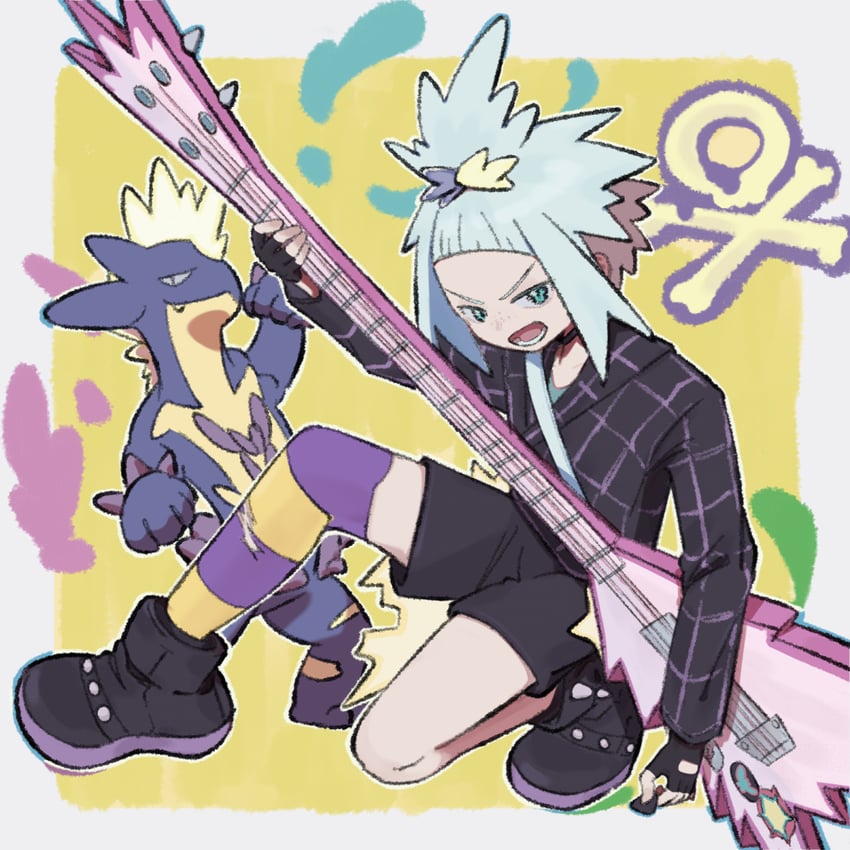 roxie and toxtricity (pokemon and 1 more) drawn by saku^2_(sakujiro)