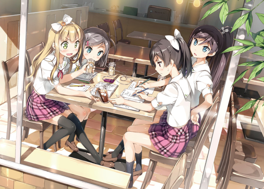 tsutsukakushi tsukiko, azuki azusa, tsutsukakushi tsukushi, and maimaki mai (hentai ouji to warawanai neko.) drawn by kantoku