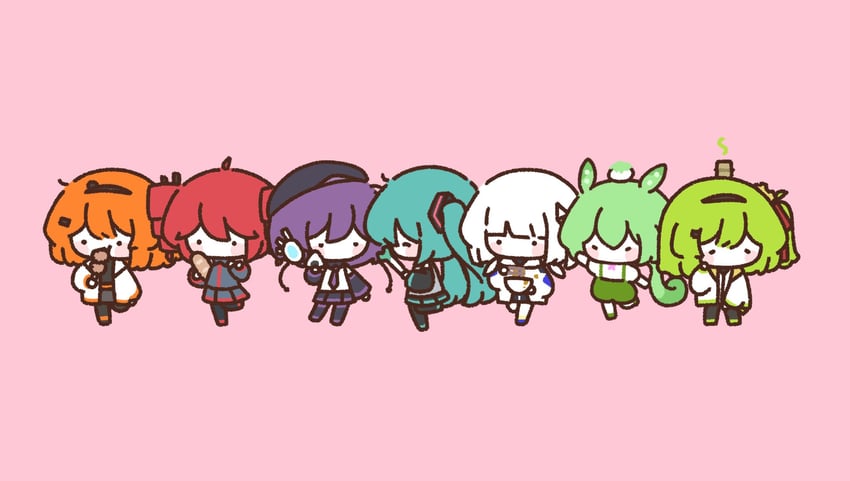hatsune miku, kasane teto, adachi rei, zundamon, utane uta, and 2 more (original and 7 more) drawn by mei_(meiday_mise)