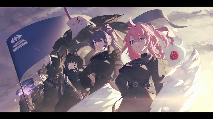 sunbringer, falkenhayn mercenary leader, vike, joyous, swordmaster, and 2 more (zenless zone zero) drawn by odd_(hin_yari)