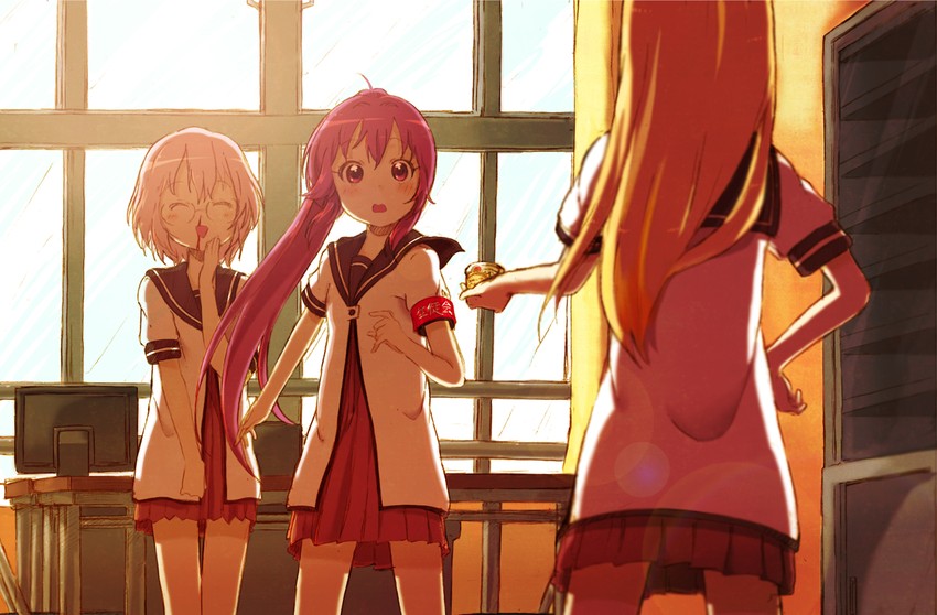 toshinou kyouko, sugiura ayano, and ikeda chitose (yuruyuri) drawn by hoketsu