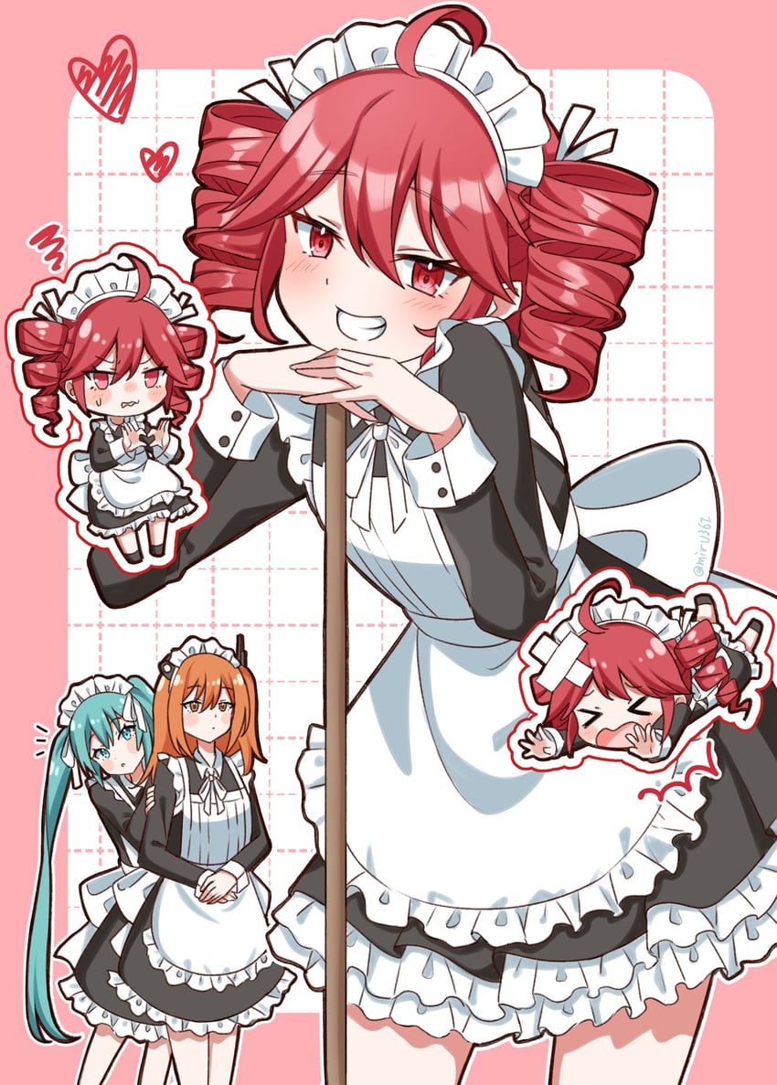 hatsune miku, kasane teto, and adachi rei (vocaloid and 2 more) drawn by mirumiru_(miru36i)