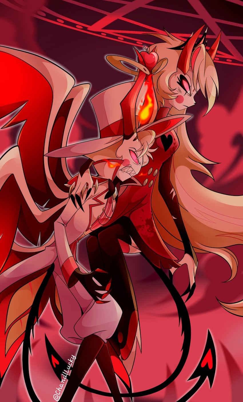 lucifer morningstar and charlie morningstar (hazbin hotel) drawn by chandllucky