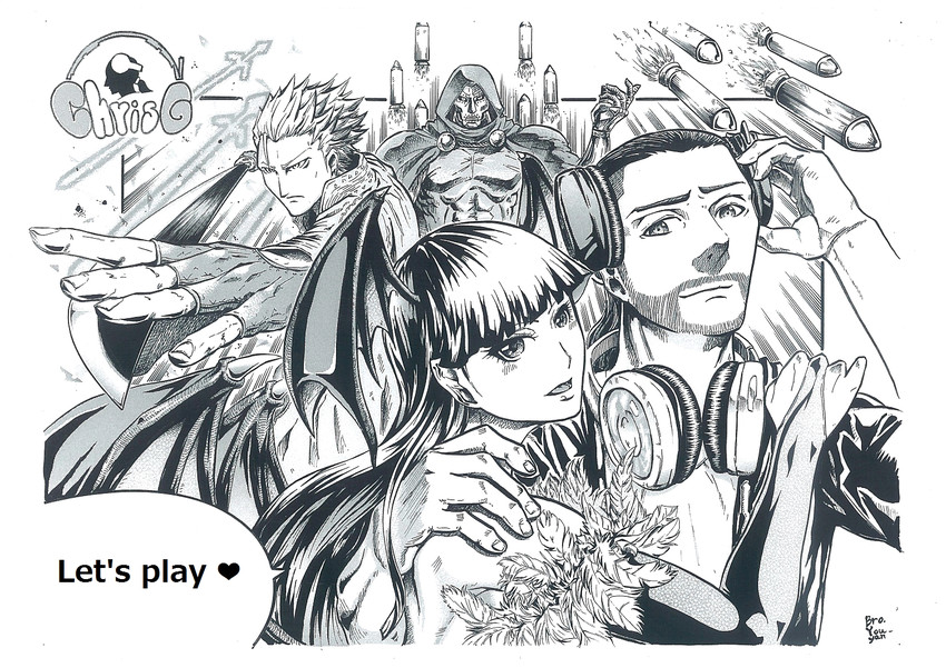 morrigan aensland, vergil, doctor doom, and chris g (marvel and 5 more) drawn by bro.you-yan