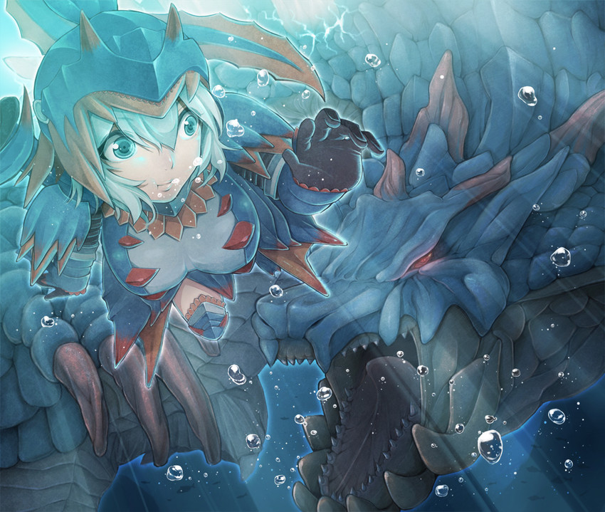 monster hunter and lagiacrus (monster hunter) drawn by hattori_masaki