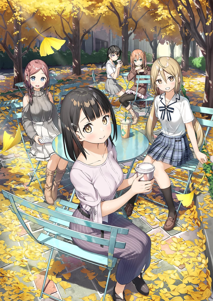 hanasaka yui, momohara natsuki, nanahashi minori, kotokawa akira, and orisaki saya (one room) drawn by kantoku