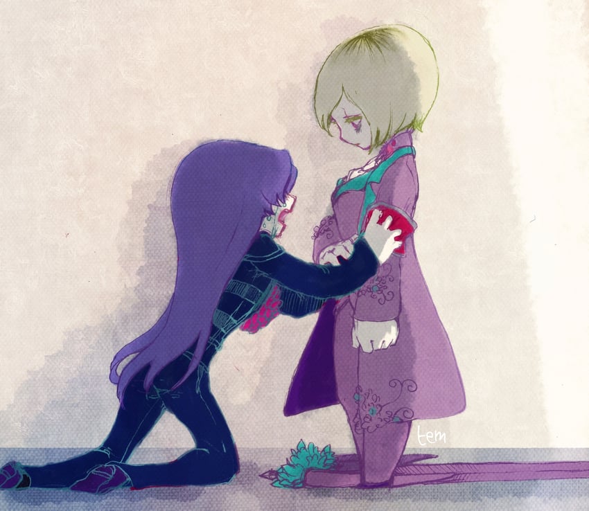 nugget and employee (project moon and 1 more) drawn by temari_momiji
