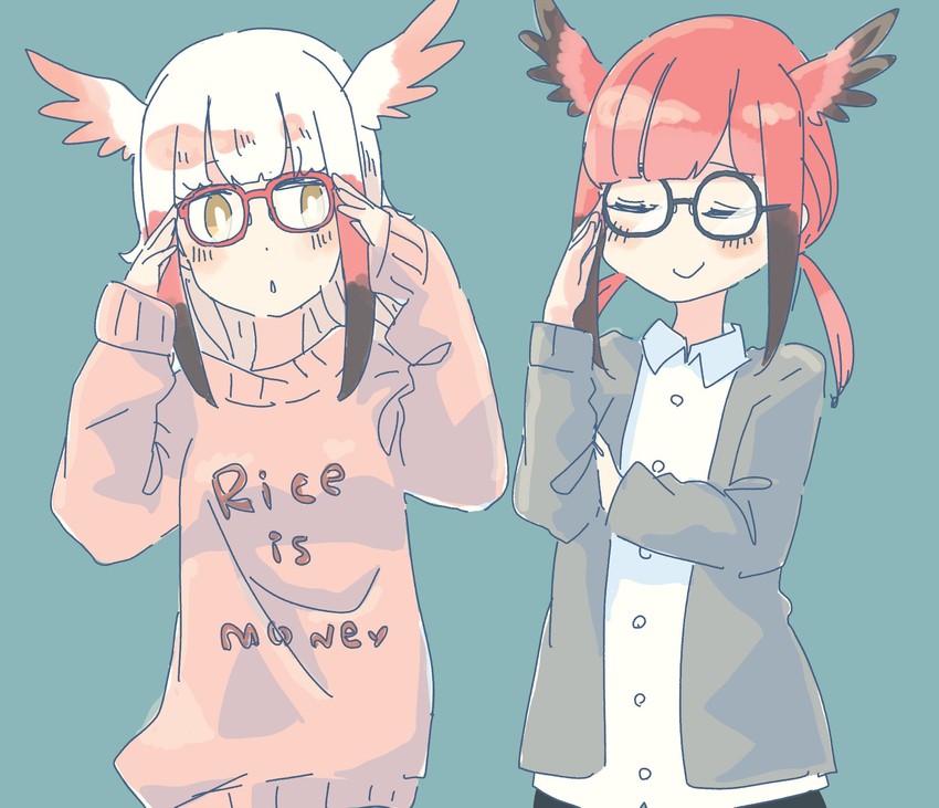 japanese crested ibis and scarlet ibis (kemono friends) drawn by hasu_(zatsugami)