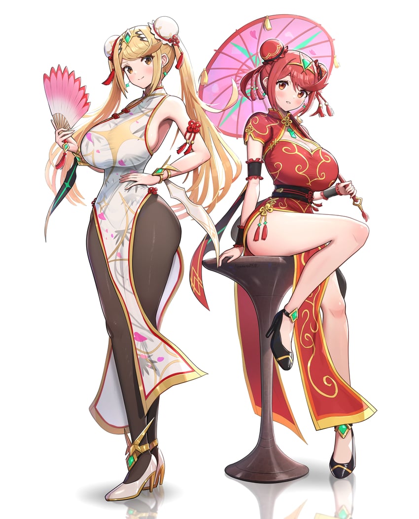 pyra and mythra (xenoblade chronicles and 1 more) drawn by gonzarez