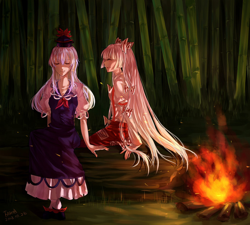 fujiwara no mokou and kamishirasawa keine (touhou) drawn by tansuan_zhanshi