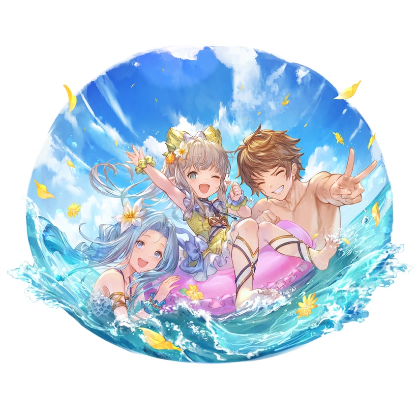 gran, lyria, and lilele (granblue fantasy) drawn by minaba_hideo