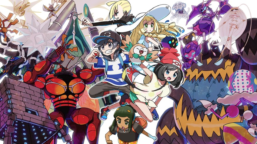 lillie, selene, rowlet, elio, gladion, and 14 more (pokemon and 2 more) drawn by kingin