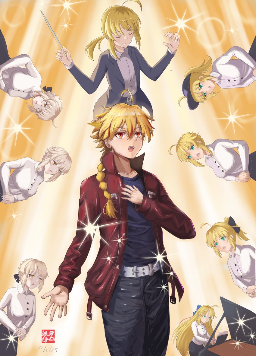 artoria pendragon, saber, saber alter, artoria caster, saber lily, and 3 more (fate and 2 more) drawn by tetsu_no_samurai