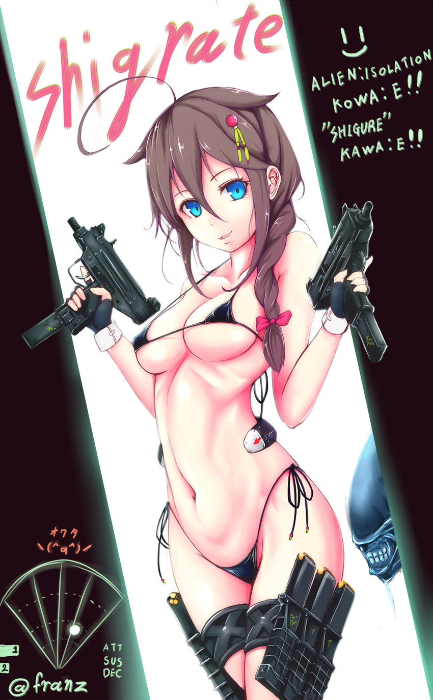 shigure, shigure kai ni, and xenomorph (kantai collection and 2 more) drawn by franz_(217franz)
