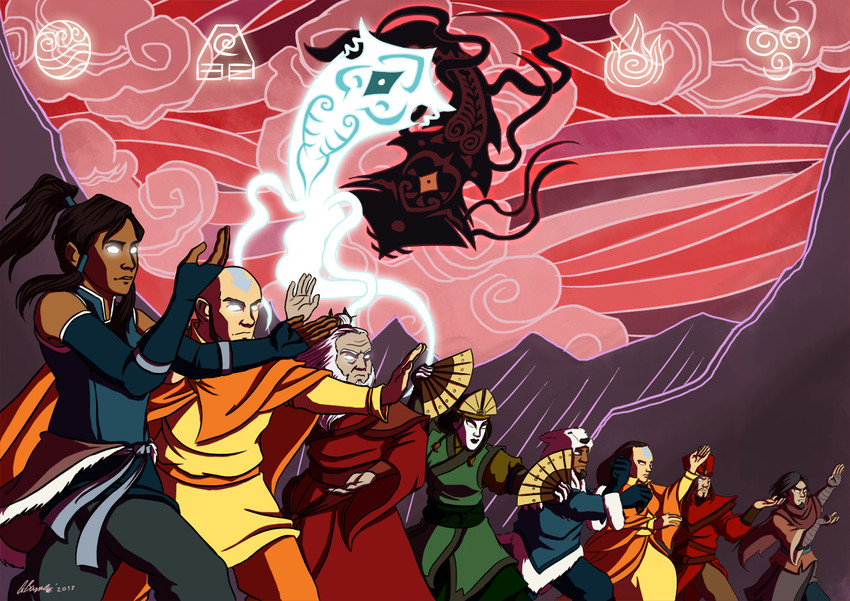 korra, aang, kyoshi, roku, raava, and 5 more (avatar legends and 2 more) drawn by giuseppa_barresi
