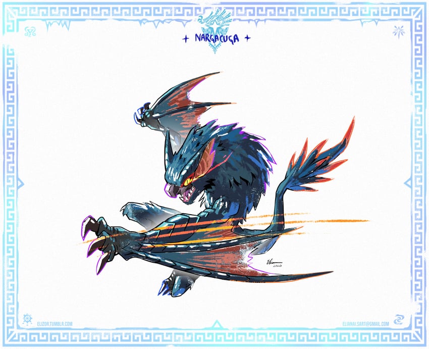 nargacuga (monster hunter and 2 more) drawn by eliz0r