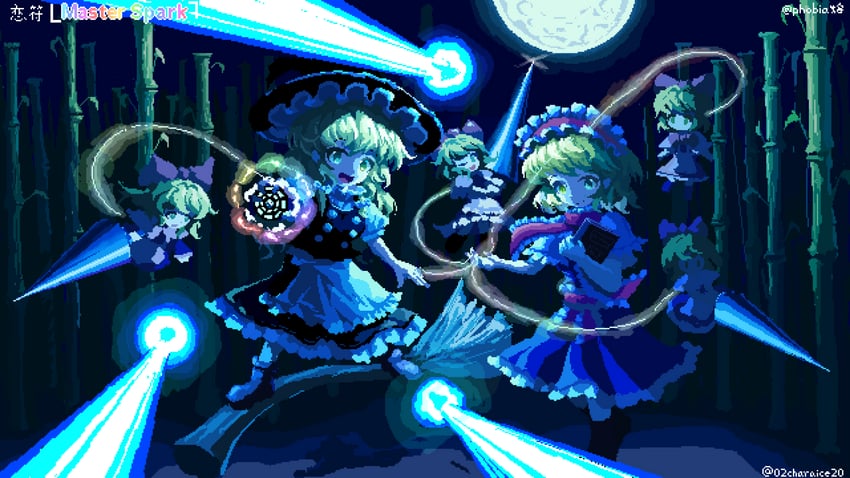 kirisame marisa, alice margatroid, and shanghai doll (touhou and 1 more) drawn by 02charaice20