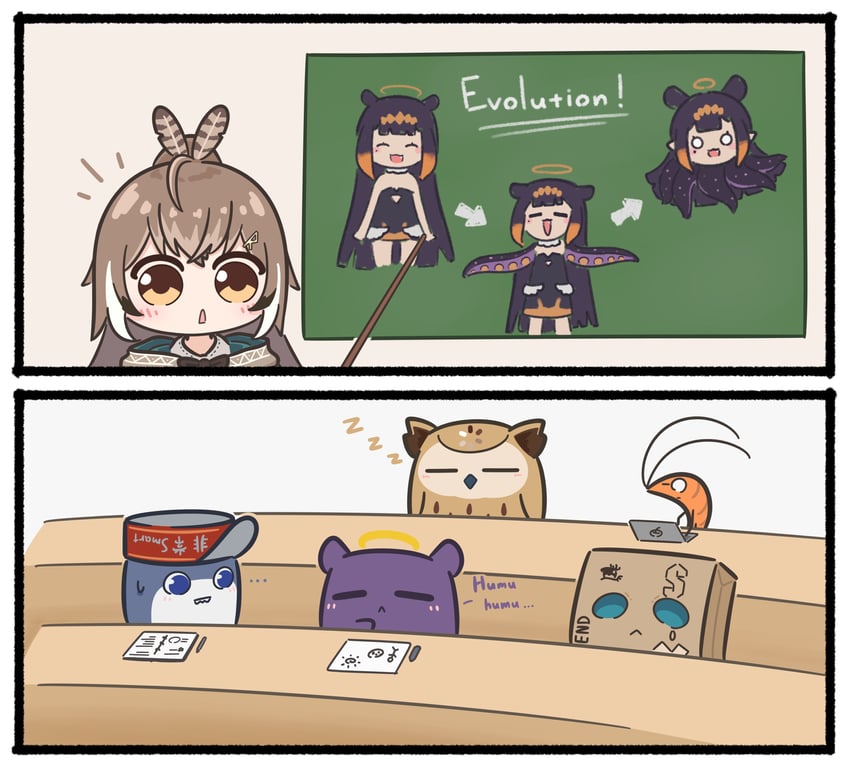ninomae ina'nis, nanashi mumei, takodachi, bloop, friend, and 2 more (hololive and 1 more) drawn by mpien