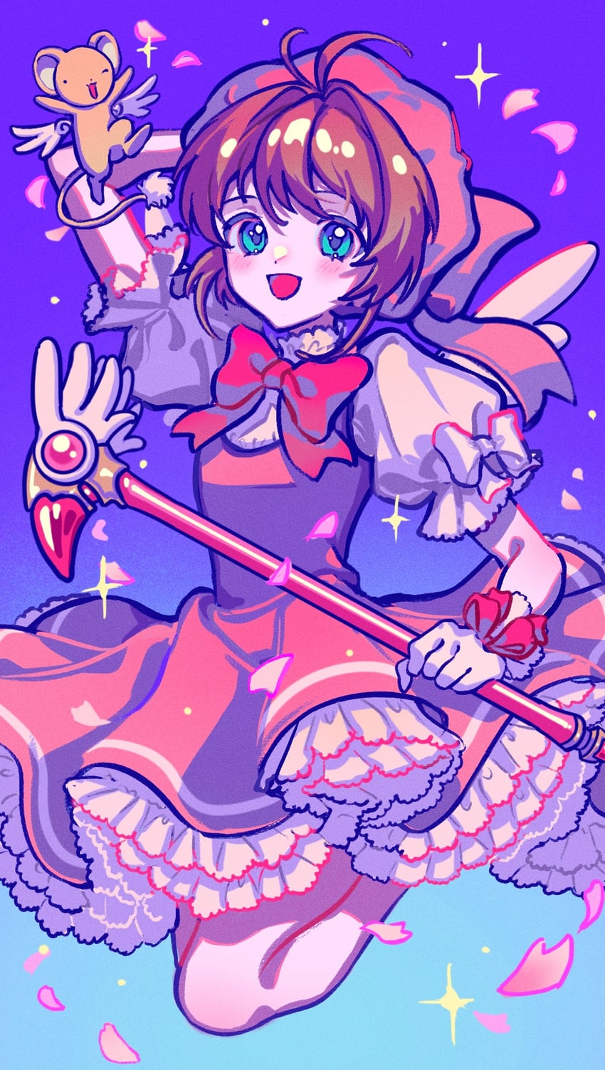kinomoto sakura and kero (cardcaptor sakura) drawn by haru4aki