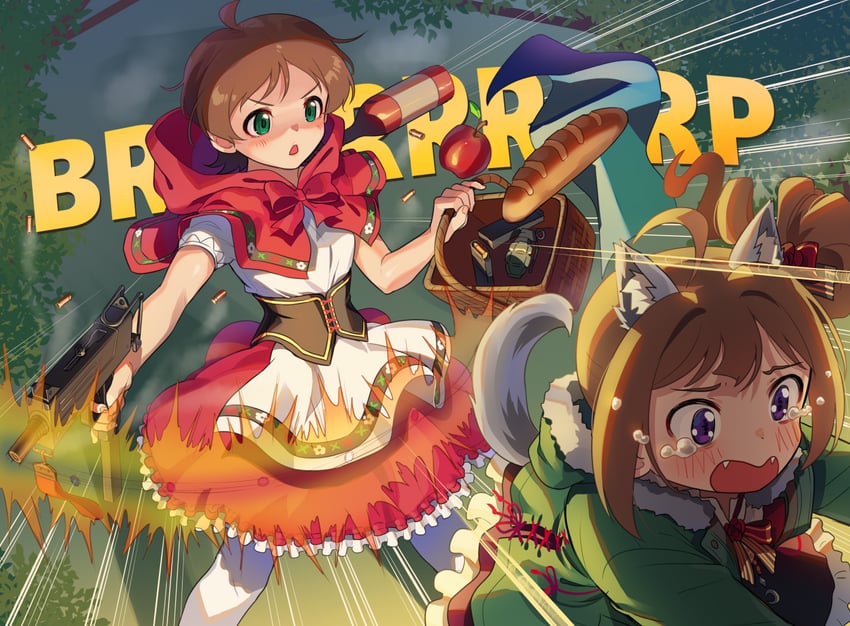 little red riding hood, yokoyama nao, big bad wolf, b.b. hood, and kinoshita hinata (idolmaster and 3 more) drawn by kamille_(vcx68)