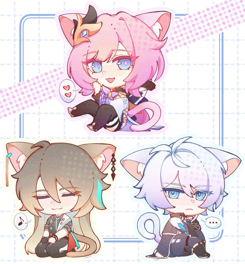 elysia, kevin kaslana, and su (honkai and 1 more) drawn by birdsofpasssage