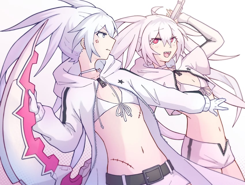 black rock shooter and white rock shooter (black rock shooter) drawn by mehyuew39