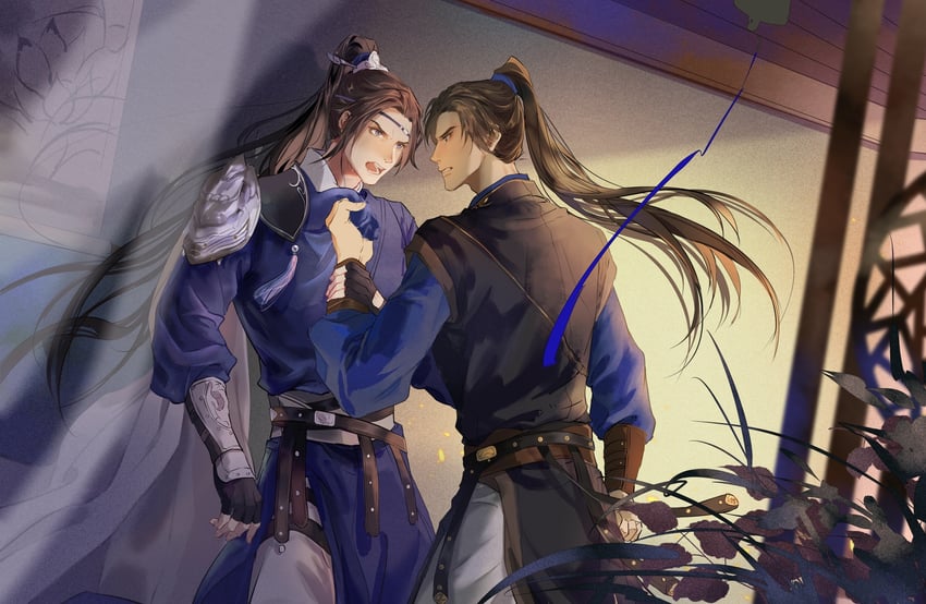mo ran and xue meng (erha he ta de bai mao shizun) drawn by bacteriashintaro
