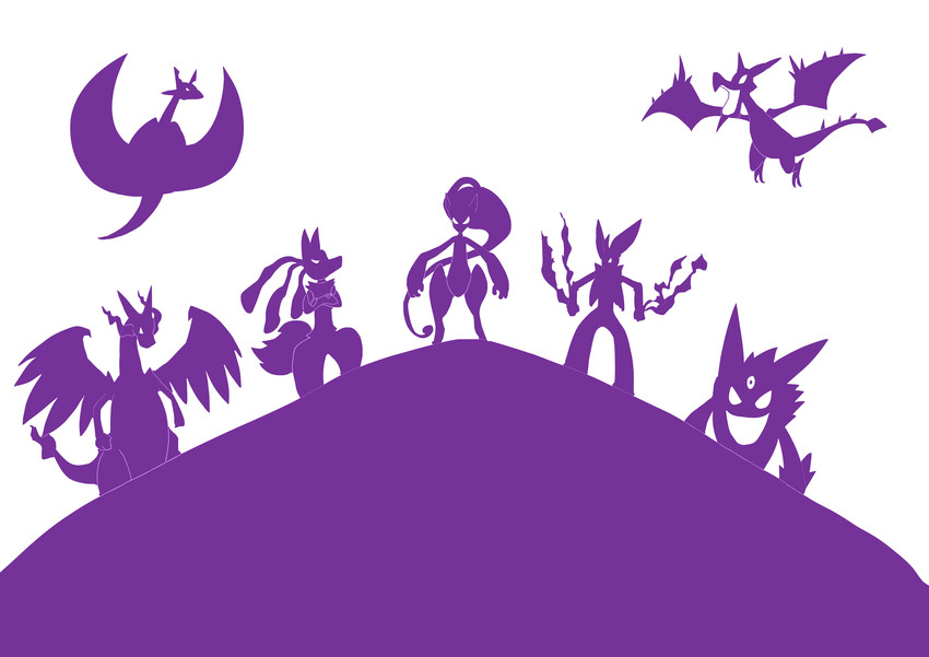 charizard, lucario, gengar, mewtwo, blaziken, and 9 more (pokemon) drawn by nel_(user_uejh4374)