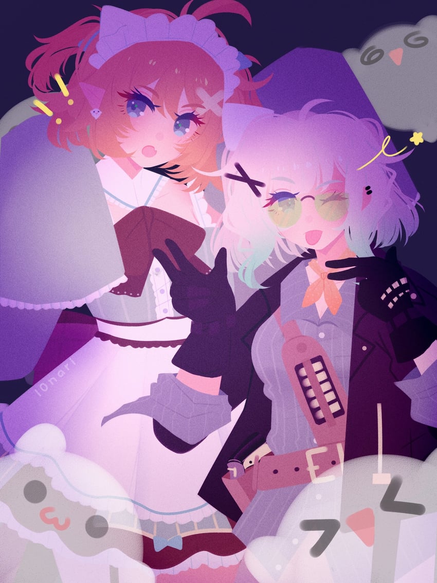 dokibird, mint fantome, and wisps (indie virtual youtuber) drawn by l0nari