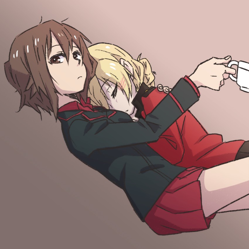 darjeeling and nishizumi maho (girls und panzer) drawn by lamen3000