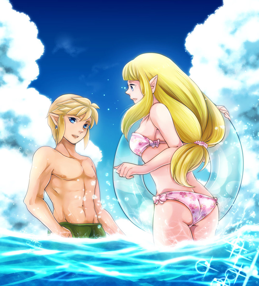 link and princess zelda (the legend of zelda and 1 more) drawn by suzuno_(kazahanasu)