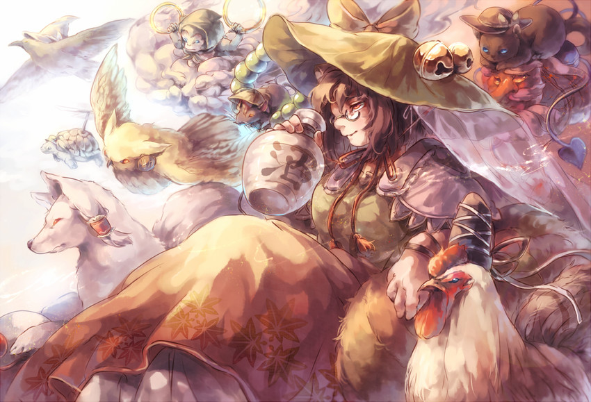 hakurei reimu, kirisame marisa, komeiji koishi, kawashiro nitori, hijiri byakuren, and 7 more (touhou and 2 more) drawn by koto_inari