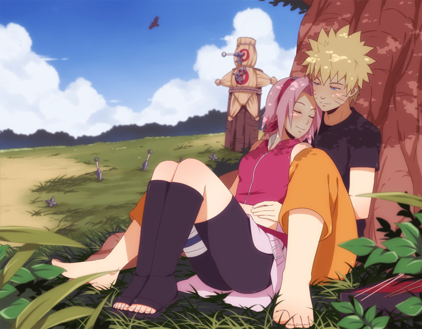 haruno sakura and uzumaki naruto (naruto and 1 more) drawn by ichan-desu