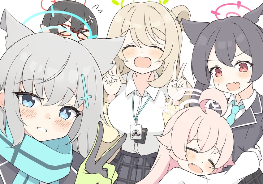 shiroko, hoshino, nonomi, serika, and ayane (blue archive) drawn by hiyoco_18