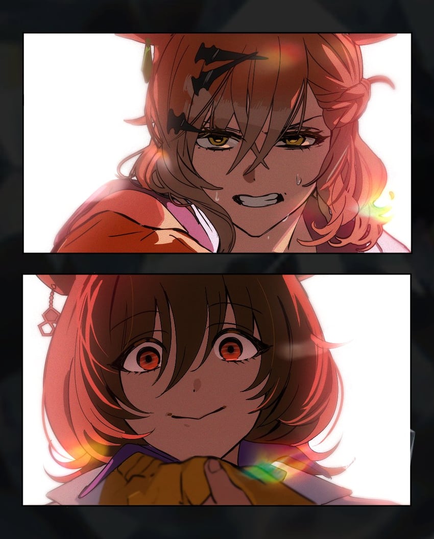 agnes tachyon and jungle pocket (umamusume and 1 more) drawn by mogyus