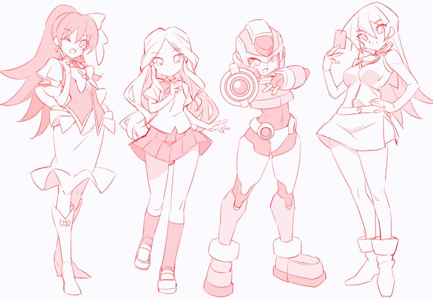 aile, tenjouin asuka, raimon natsumi, model x, cure tender, and 1 more (precure and 6 more) drawn by kaidou_zx