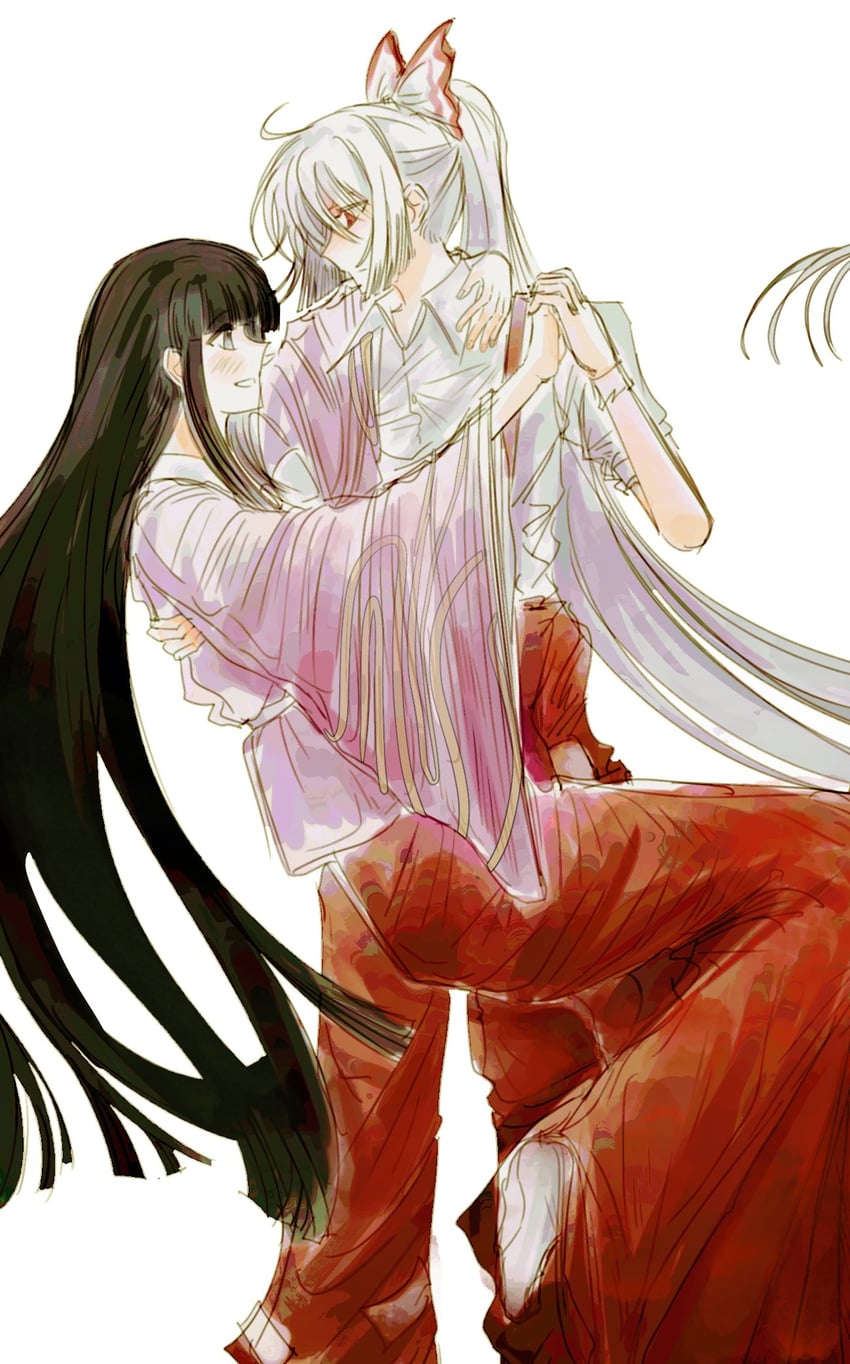 fujiwara no mokou and houraisan kaguya (touhou) drawn by earth_move1123