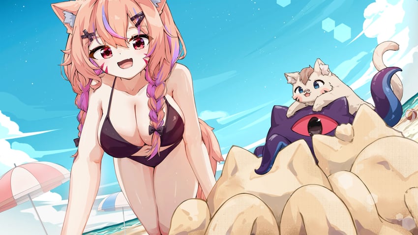 shyrei faolan, alheitrakzoth, and pokatto (indie virtual youtuber) drawn by u_da_desu
