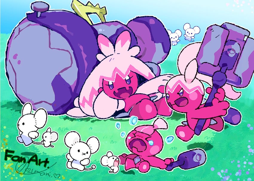 tinkaton, maushold, tinkatink, tandemaus, and tinkatuff (pokemon) drawn by mizutani_megumi